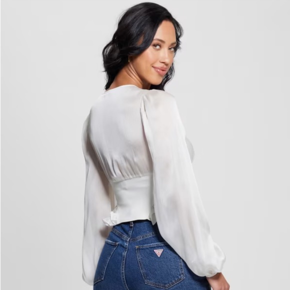 NWT GUESS Dove White Corset Top - Picture 4 of 9